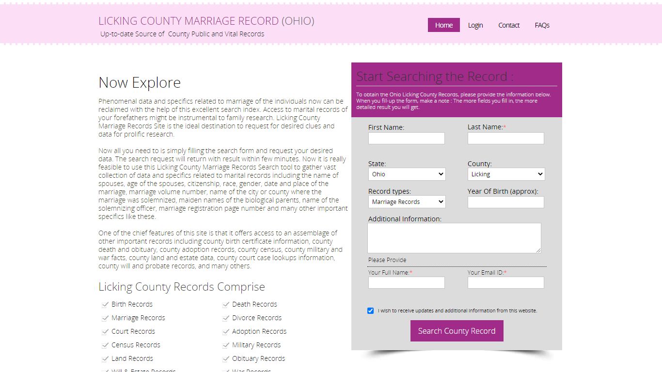 Public Marriage Records - Licking County, Ohio